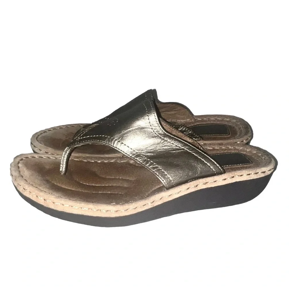 Clarks Artisan Latina Samba Wedge Thong Sandals Sz 9